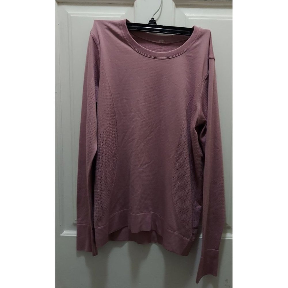 Lululemon sz L pink rose long sleeve shirt womens workout